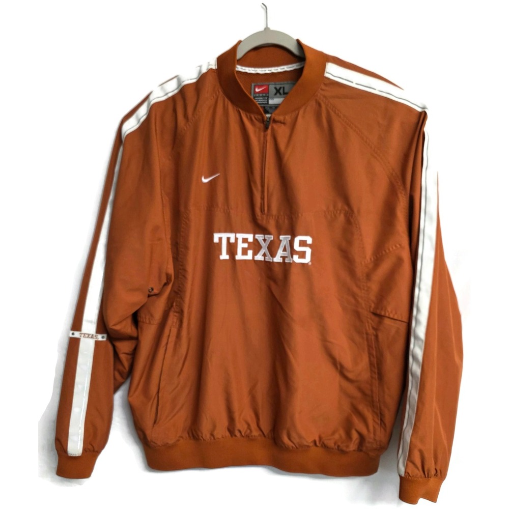 Nike Team Authentic Texas Longhorns Y2K Quarter Zip Windbreaker Orange Mens XL